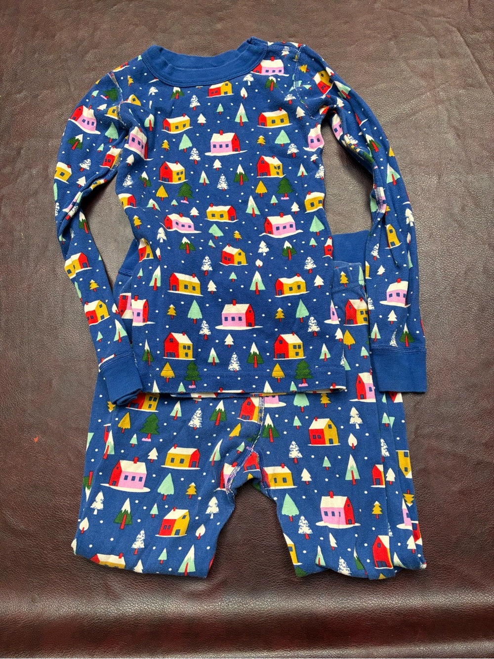 Hanna Andersson Navy Blue Holiday Village Pajama Set
